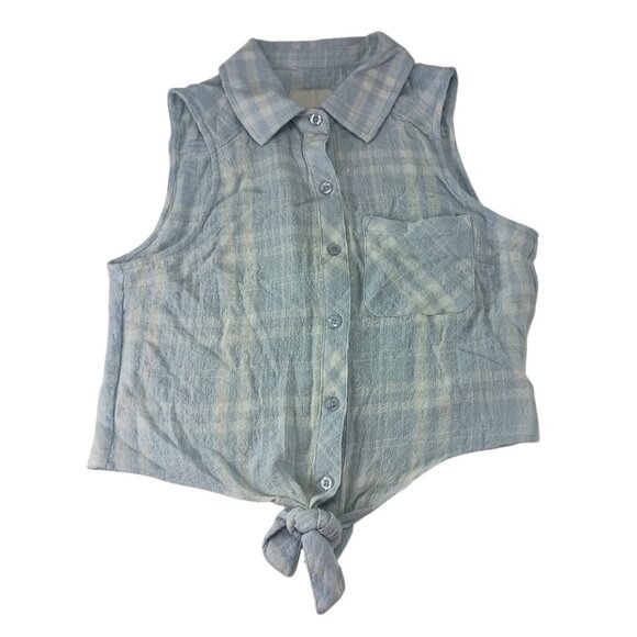 Ultra Flirt Tops - Ultra Flirt Women's Collared Plaid Sleeveless Front Tie Top Shirt Sz. XS